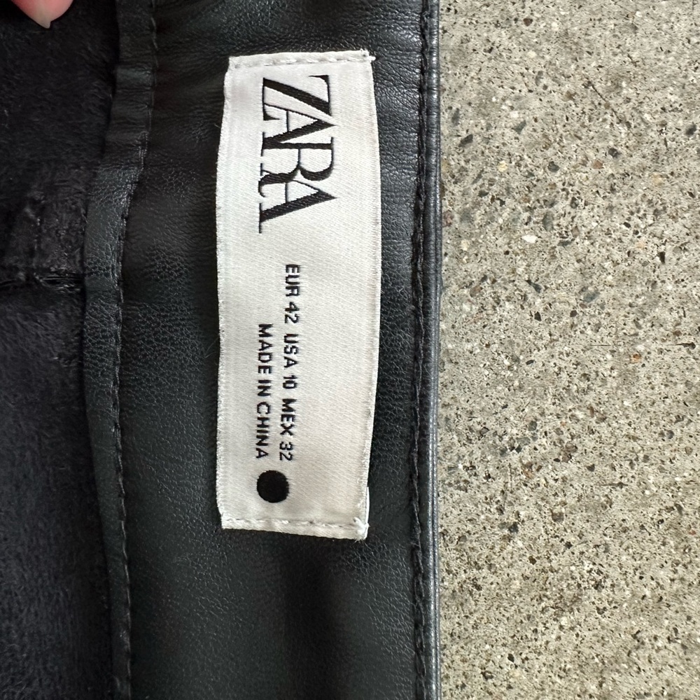 Black faux leather pants. Size US 10. Worn once.